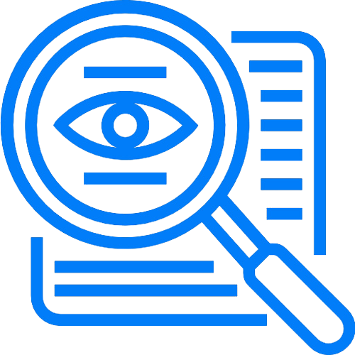 Transparent Performance Betting shown as an eye with a magnifying glass.